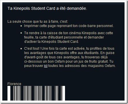 kinepolis student card