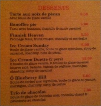 carte desserts